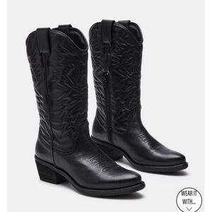 Steve madden hayward black leather cowbow boots size 9